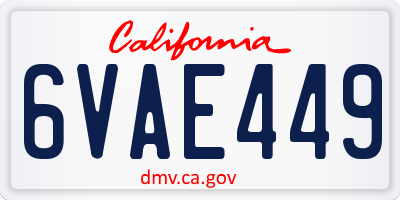 CA license plate 6VAE449