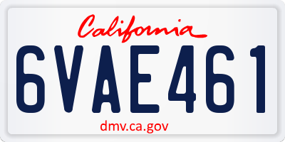 CA license plate 6VAE461