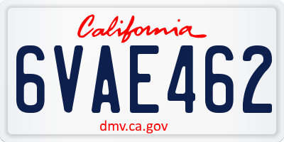 CA license plate 6VAE462