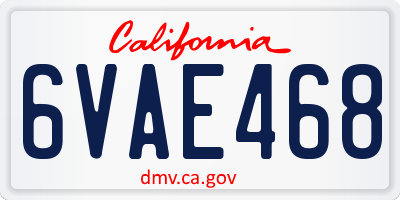 CA license plate 6VAE468