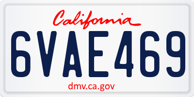 CA license plate 6VAE469