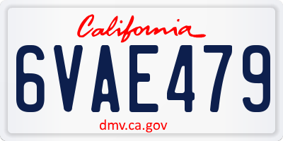 CA license plate 6VAE479