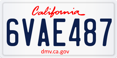 CA license plate 6VAE487