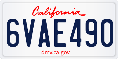 CA license plate 6VAE490