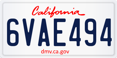 CA license plate 6VAE494
