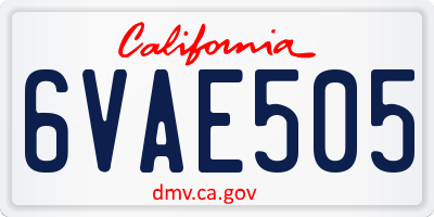 CA license plate 6VAE505
