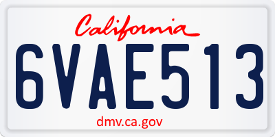 CA license plate 6VAE513