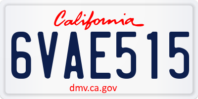 CA license plate 6VAE515