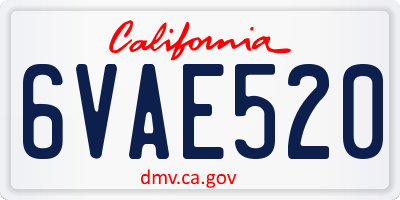 CA license plate 6VAE520