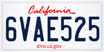 CA license plate 6VAE525