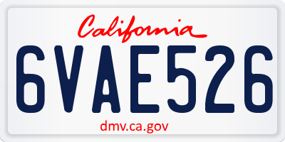 CA license plate 6VAE526