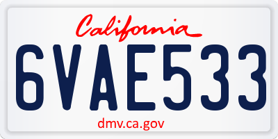 CA license plate 6VAE533