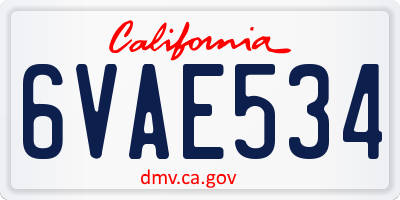 CA license plate 6VAE534