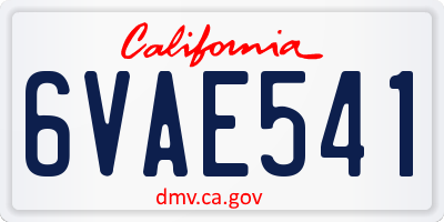 CA license plate 6VAE541