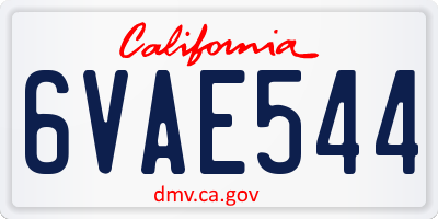 CA license plate 6VAE544