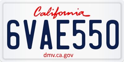 CA license plate 6VAE550