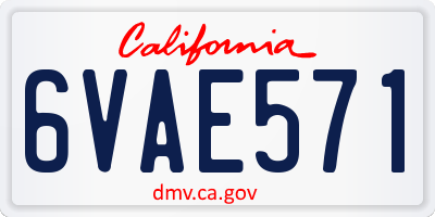 CA license plate 6VAE571