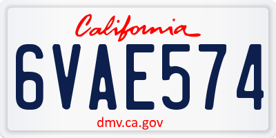 CA license plate 6VAE574