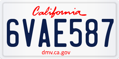 CA license plate 6VAE587