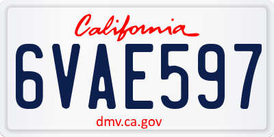 CA license plate 6VAE597