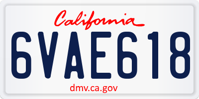 CA license plate 6VAE618