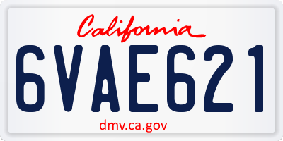 CA license plate 6VAE621
