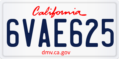 CA license plate 6VAE625