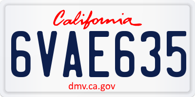 CA license plate 6VAE635