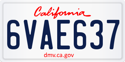 CA license plate 6VAE637
