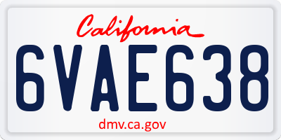 CA license plate 6VAE638