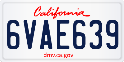 CA license plate 6VAE639