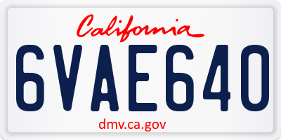 CA license plate 6VAE640