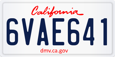 CA license plate 6VAE641