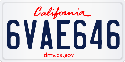 CA license plate 6VAE646
