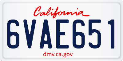 CA license plate 6VAE651
