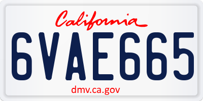 CA license plate 6VAE665