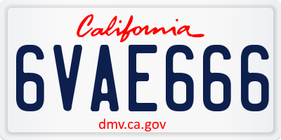CA license plate 6VAE666