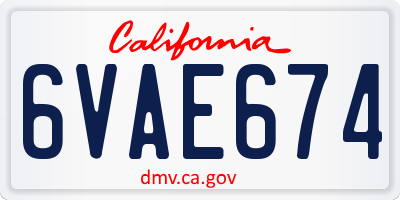 CA license plate 6VAE674