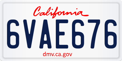 CA license plate 6VAE676