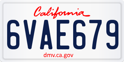 CA license plate 6VAE679