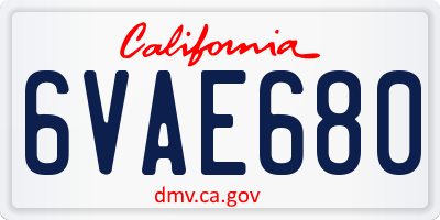 CA license plate 6VAE680