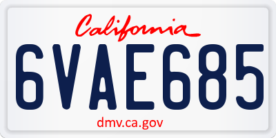 CA license plate 6VAE685