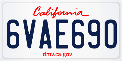 CA license plate 6VAE690