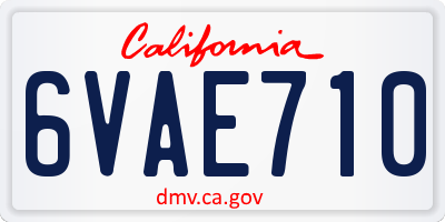 CA license plate 6VAE710