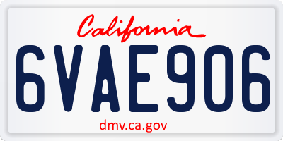 CA license plate 6VAE906
