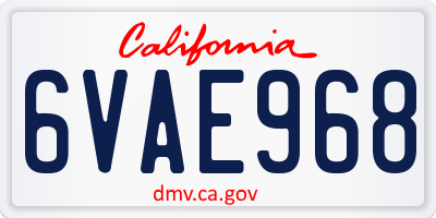 CA license plate 6VAE968