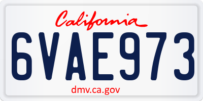 CA license plate 6VAE973