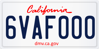 CA license plate 6VAF000