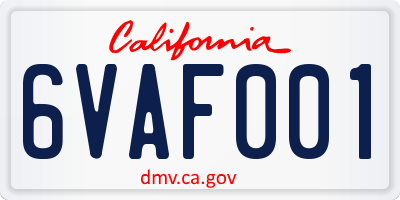 CA license plate 6VAF001