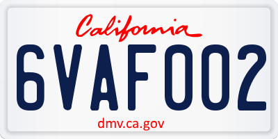 CA license plate 6VAF002